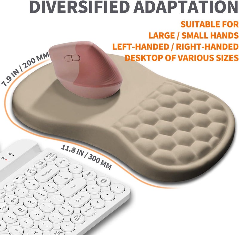 Armanza Ergonomic Joint Wrist Support Mouse Pad with Memory Foam Cushion Massage Bump, Carpal Tunnel Pain Relief Mousepad Slope Design for Wrist Rest, 11.8x7.9 in, Apricot - Image 5